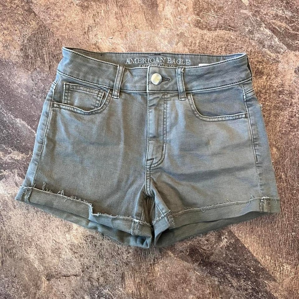 American Eagle Outfitter super super stretch hi-rise shortie denim jean shorts 2